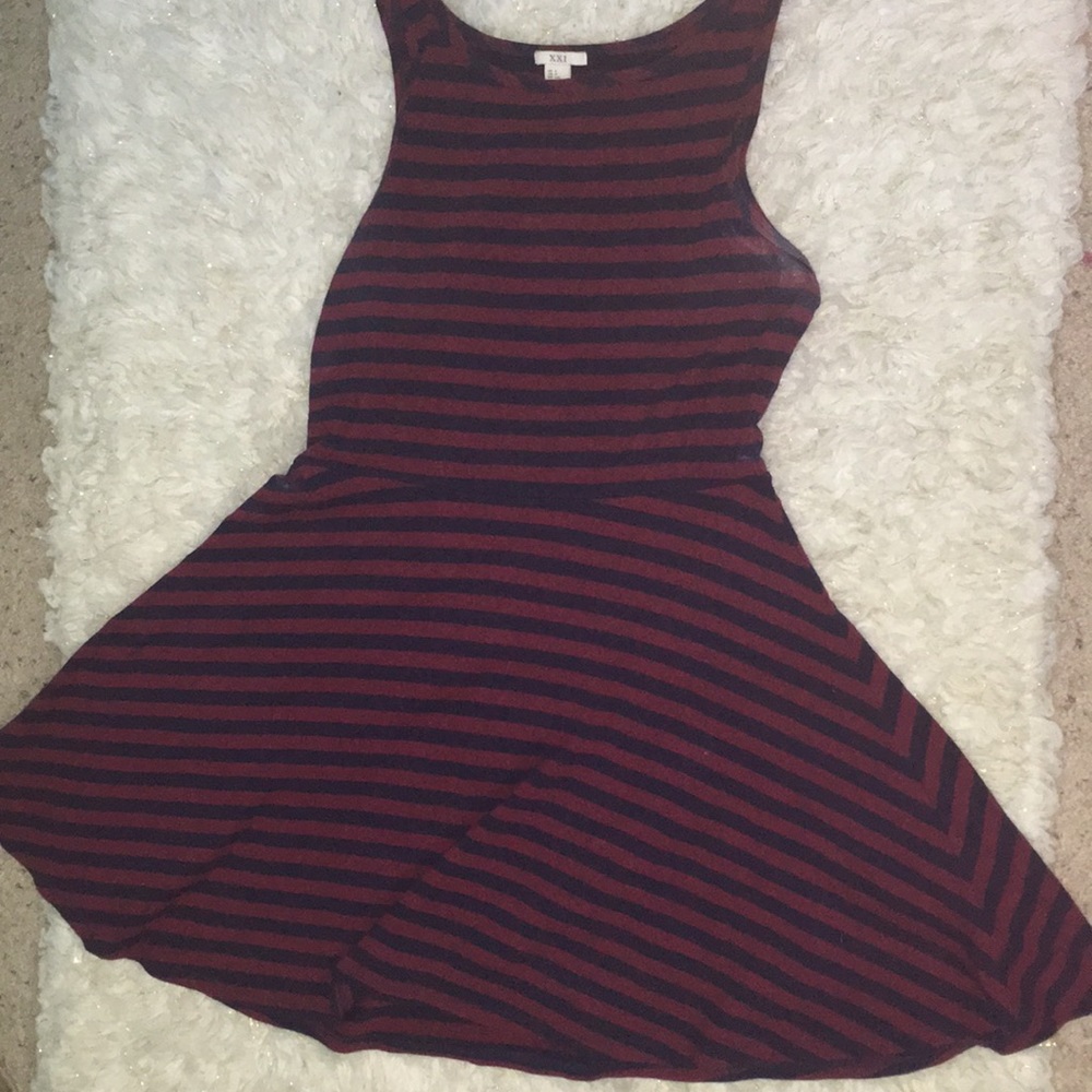Dark blue and Maroon strip dress